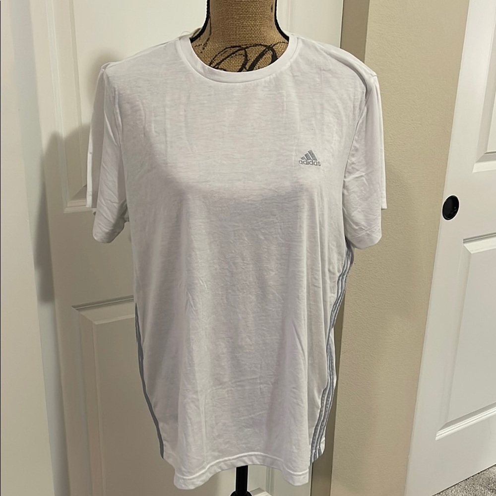 Women’s Adidas White & Light Gray Short Sleeve Tee
